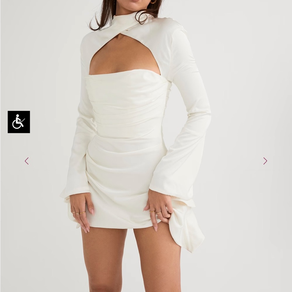 HOUSE OF CB Toira Long sleeve Satin Corset Minidress - Size XS New without Tags